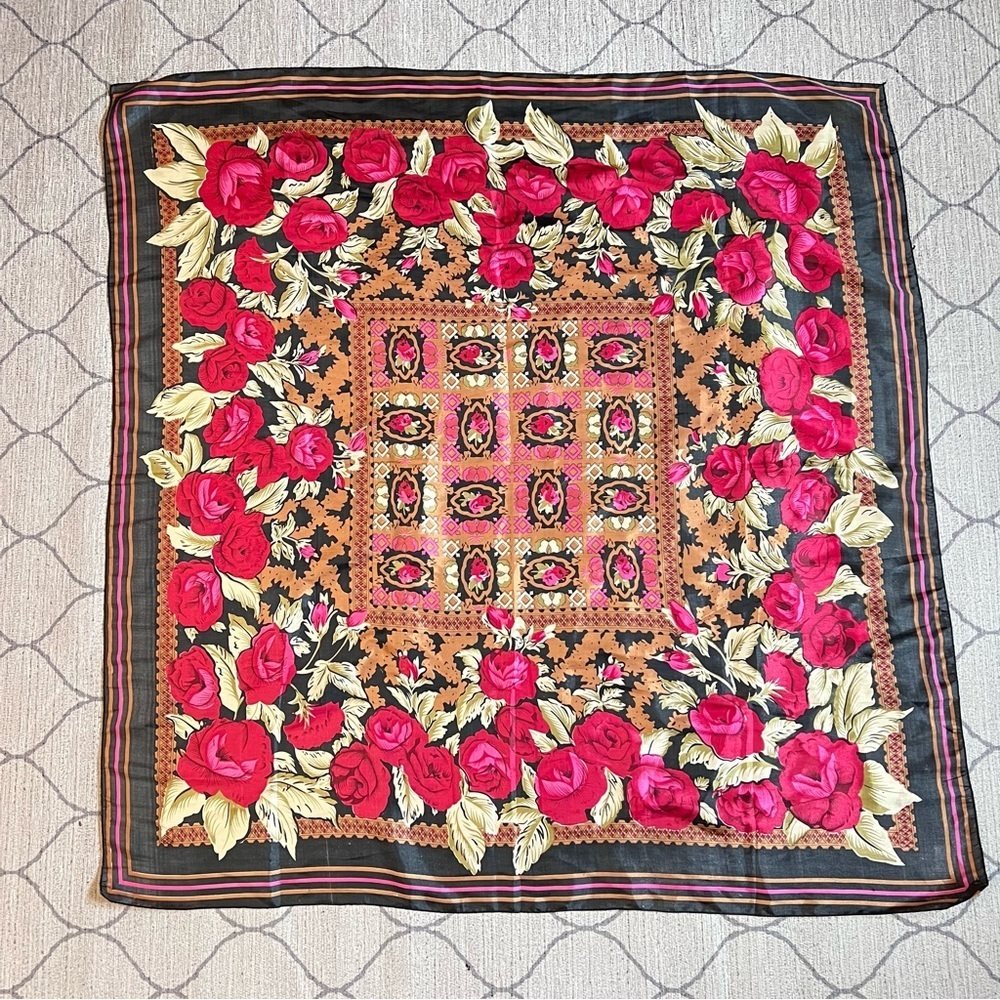 Pink Rose Floral Scarf - Picture 6 of 6